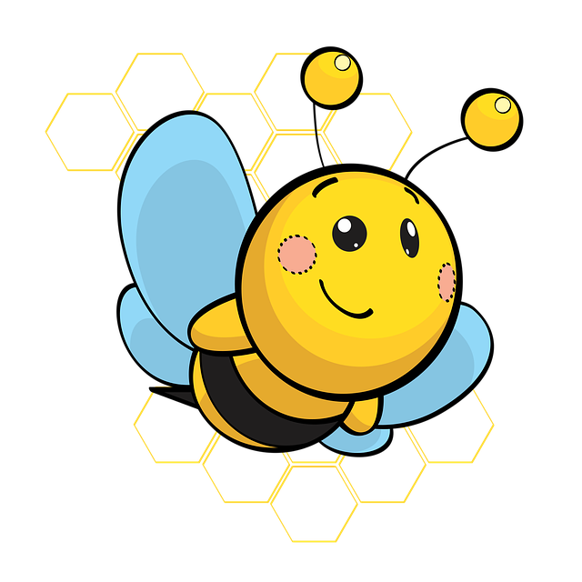 small yellow and black bee with blue wings